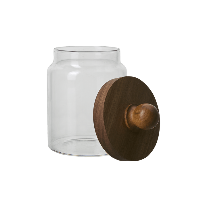 Kalle krukke med lokk, klar/brun - Many Colors