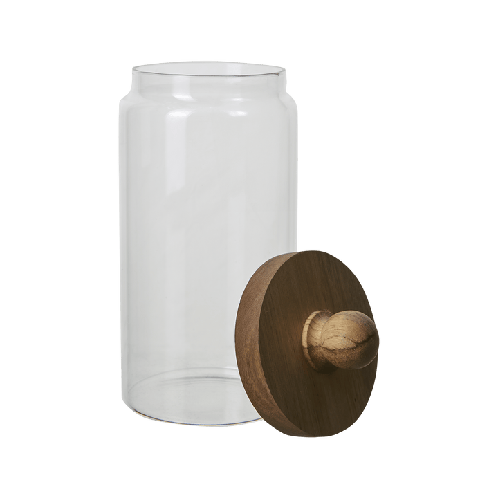 Kalle krukke med lokk, klar/brun - Many Colors