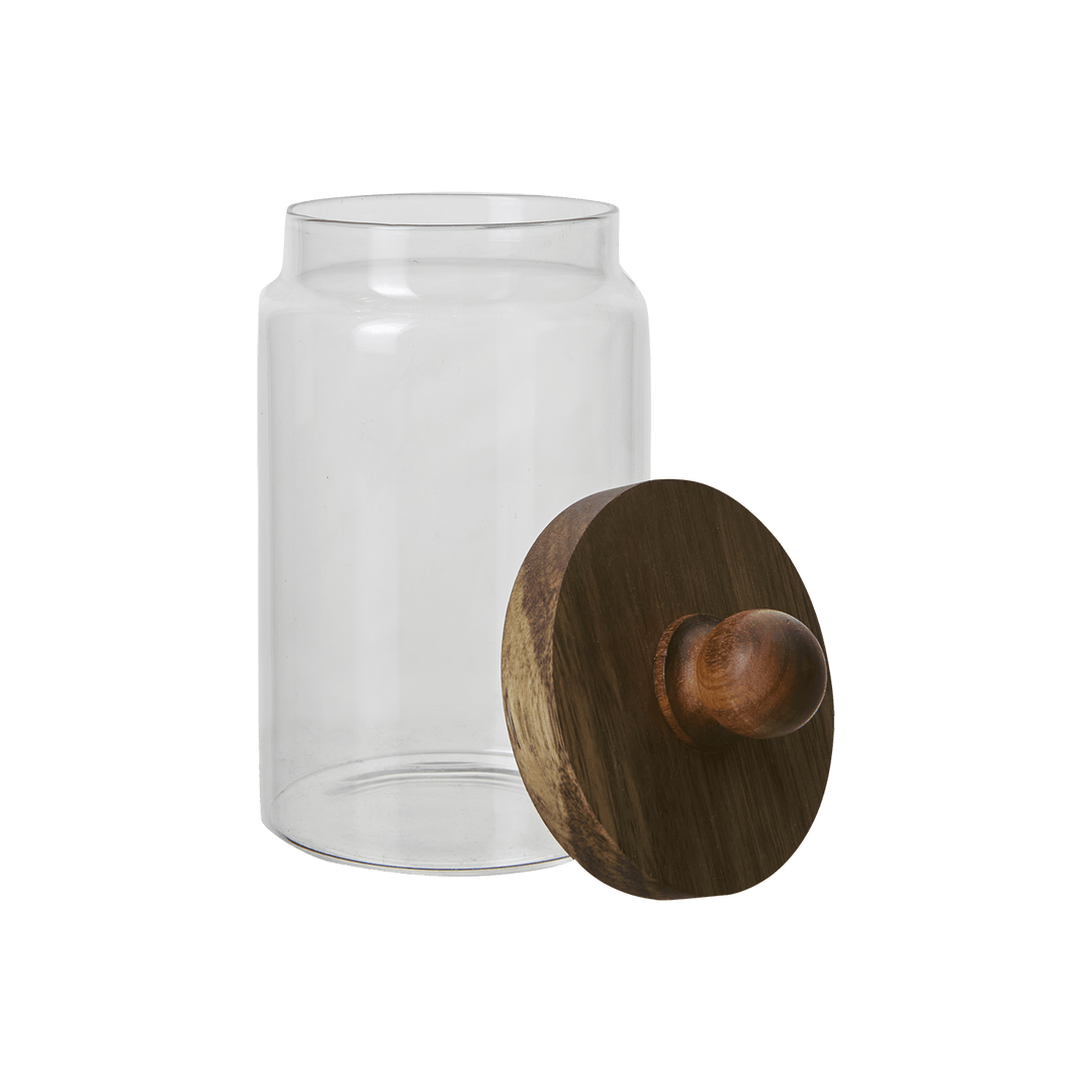 Kalle krukke med lokk, klar/brun - Many Colors