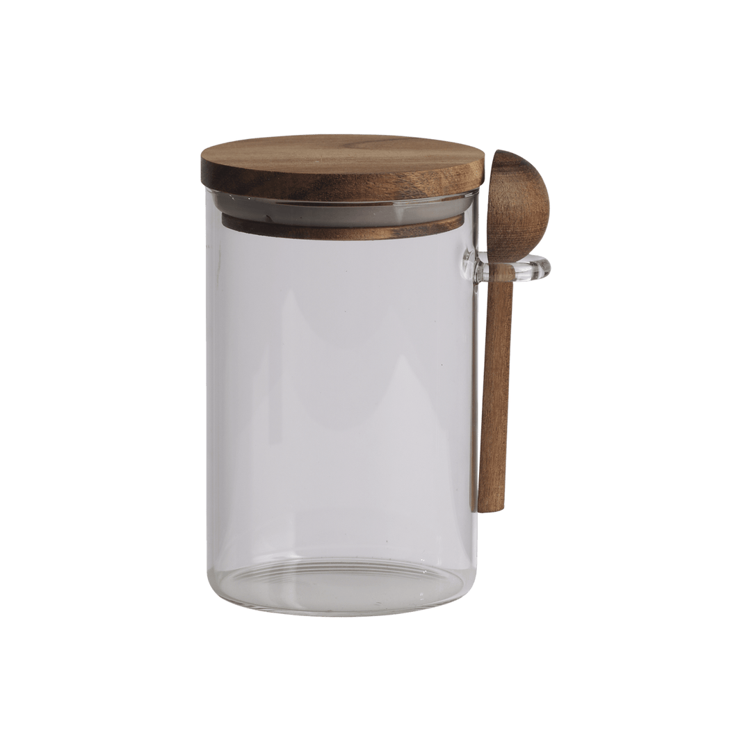 Kalle krukke med skje, klar/brun - Many Colors