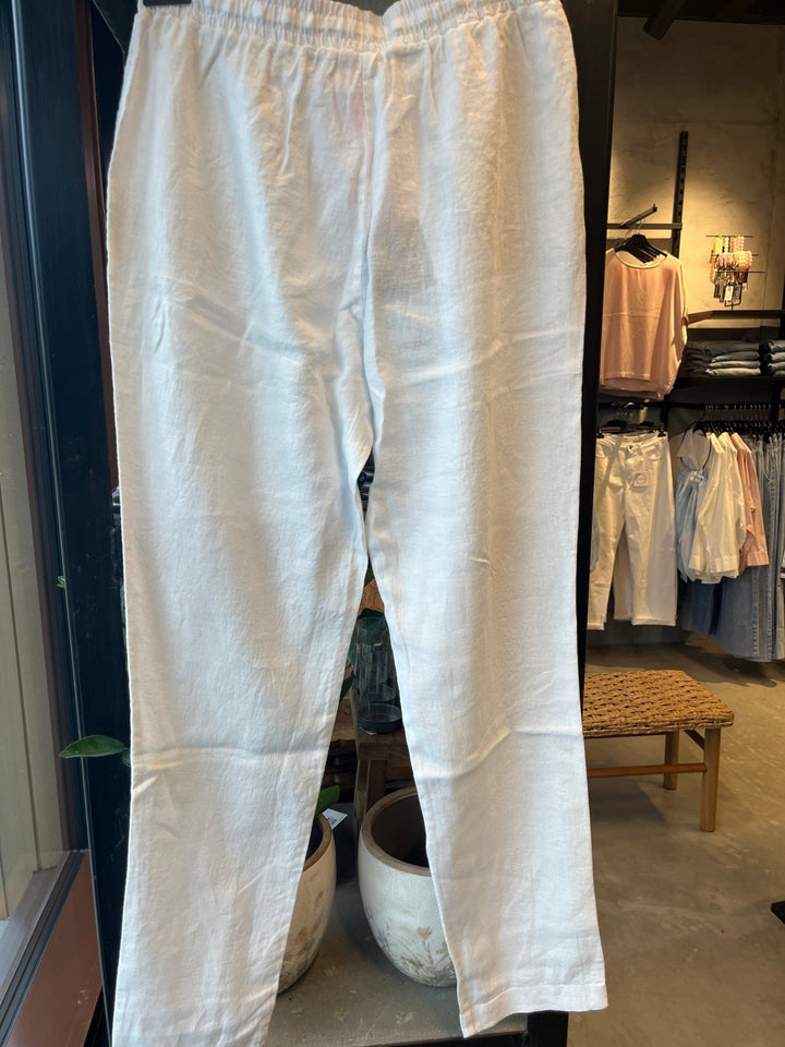 Langestrand bukse i 100% lin - hvit - Makeløs - Many Colors