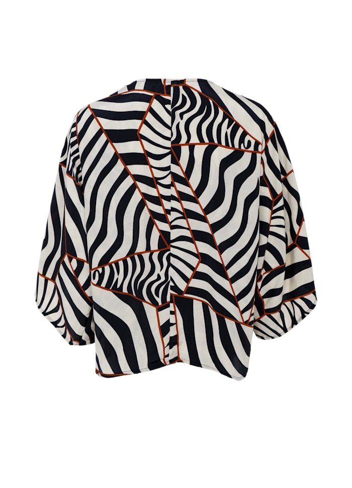 Luna bluse - mosaik svart - Many Colors