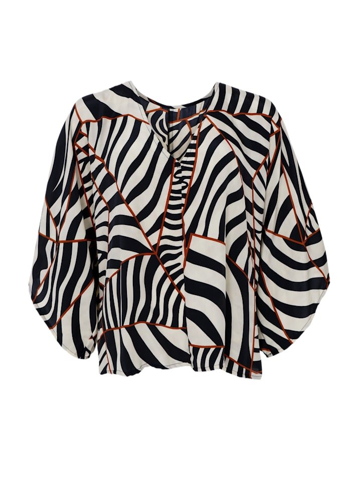 Luna bluse - mosaik svart - Many Colors
