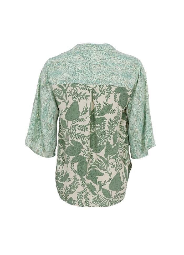 Luna flared bluse - grønn mix - Many Colors