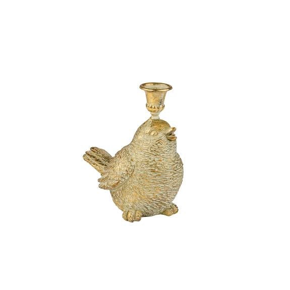Lysestake fugl 17x17 cm - antikk/gull - Many Colors