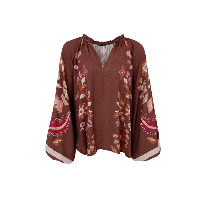 Marigold bluse - brun blomster - onesize - Many Colors