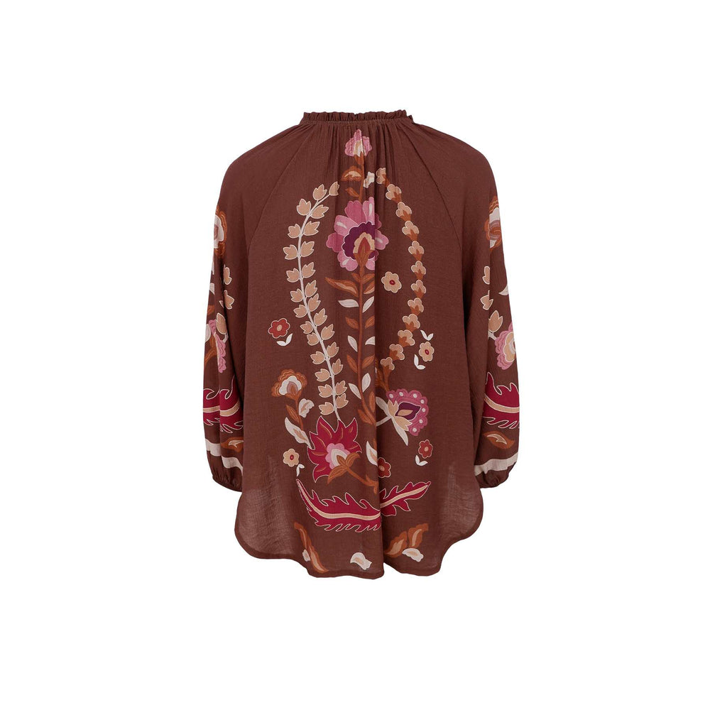 Marigold bluse - brun blomster - onesize - Many Colors