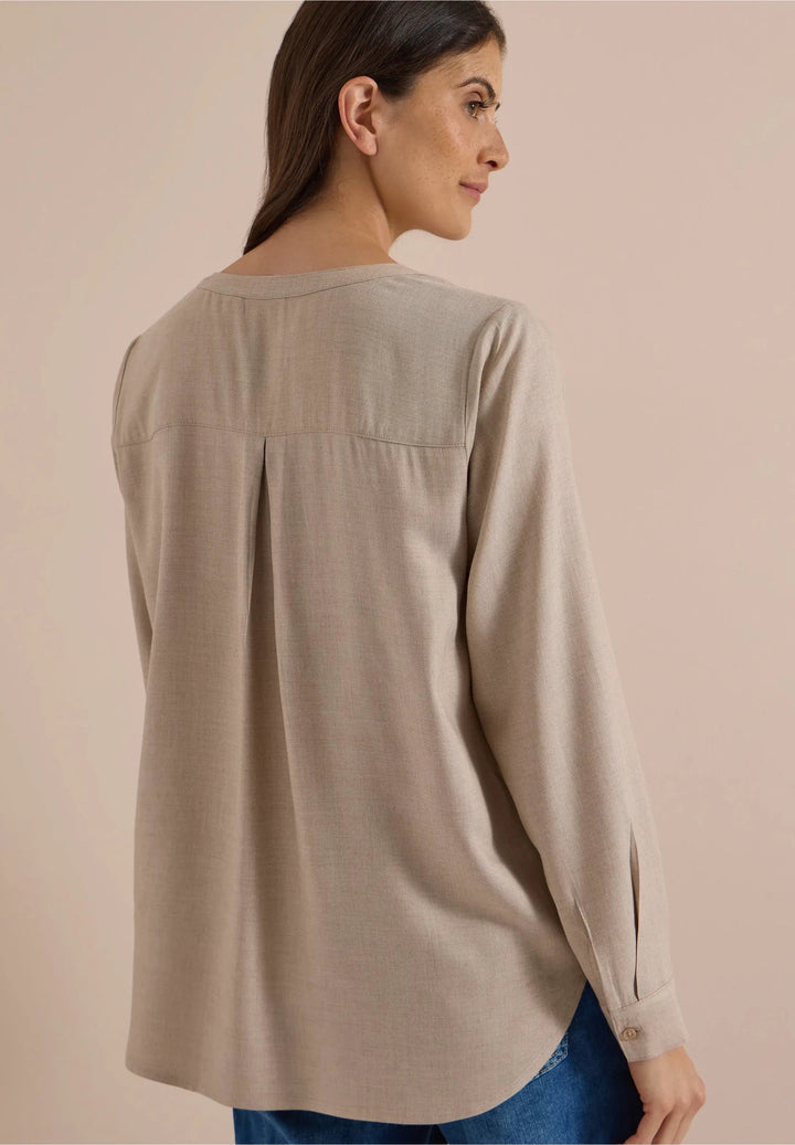 Melange v hals bluse - beige - Many Colors