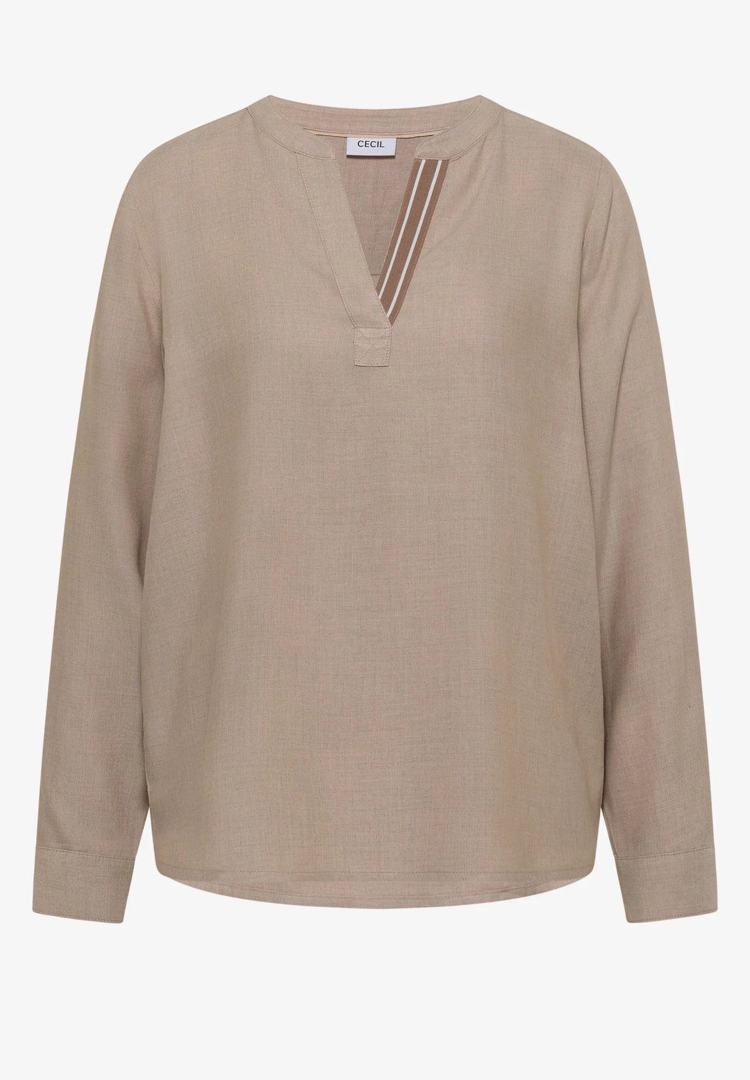 Melange v hals bluse - beige - Many Colors