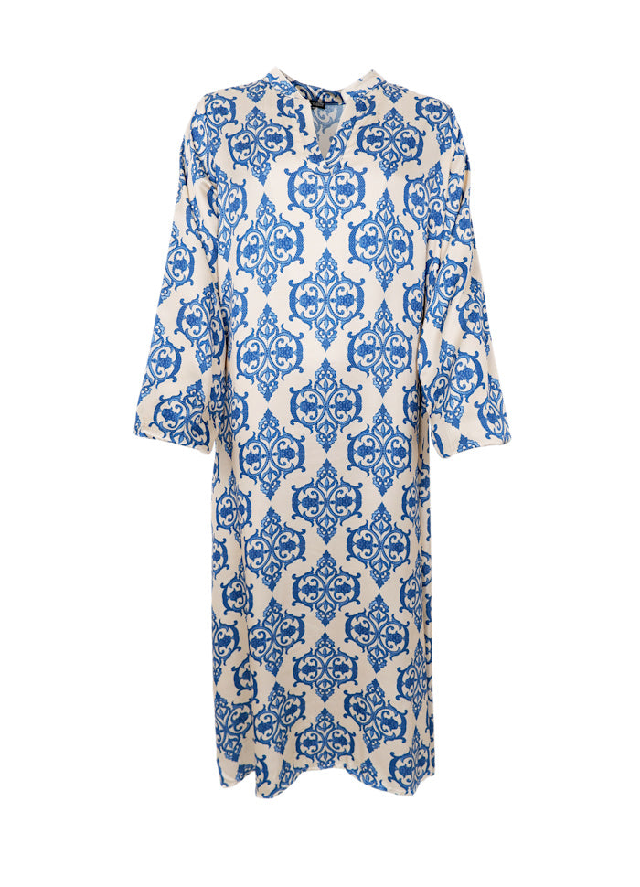 Zentha satin kjole - off white blå