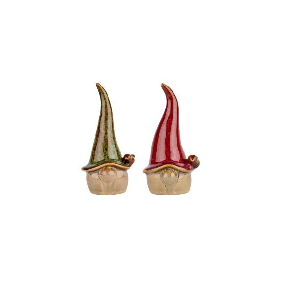Nisse/fugl H:17 cm 2 ass. Rød/Grønn Keramik - Many Colors