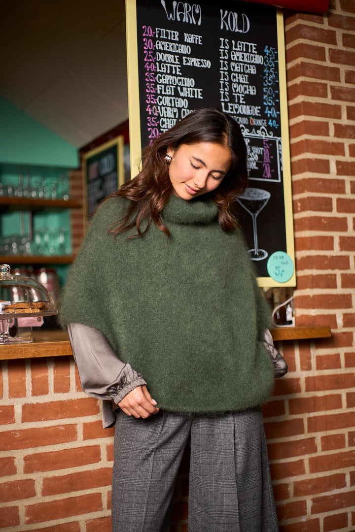 Bjoerk roll neck poncho - army - onesize