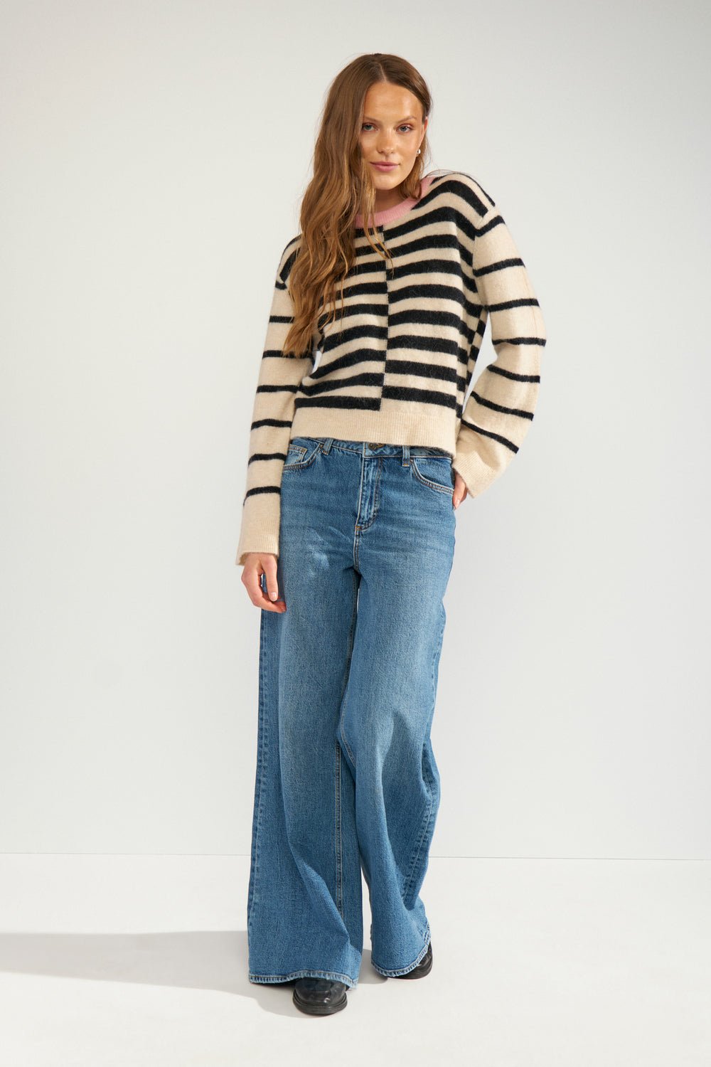 Nurietta blokk stripete genser - caviar - Many Colors
