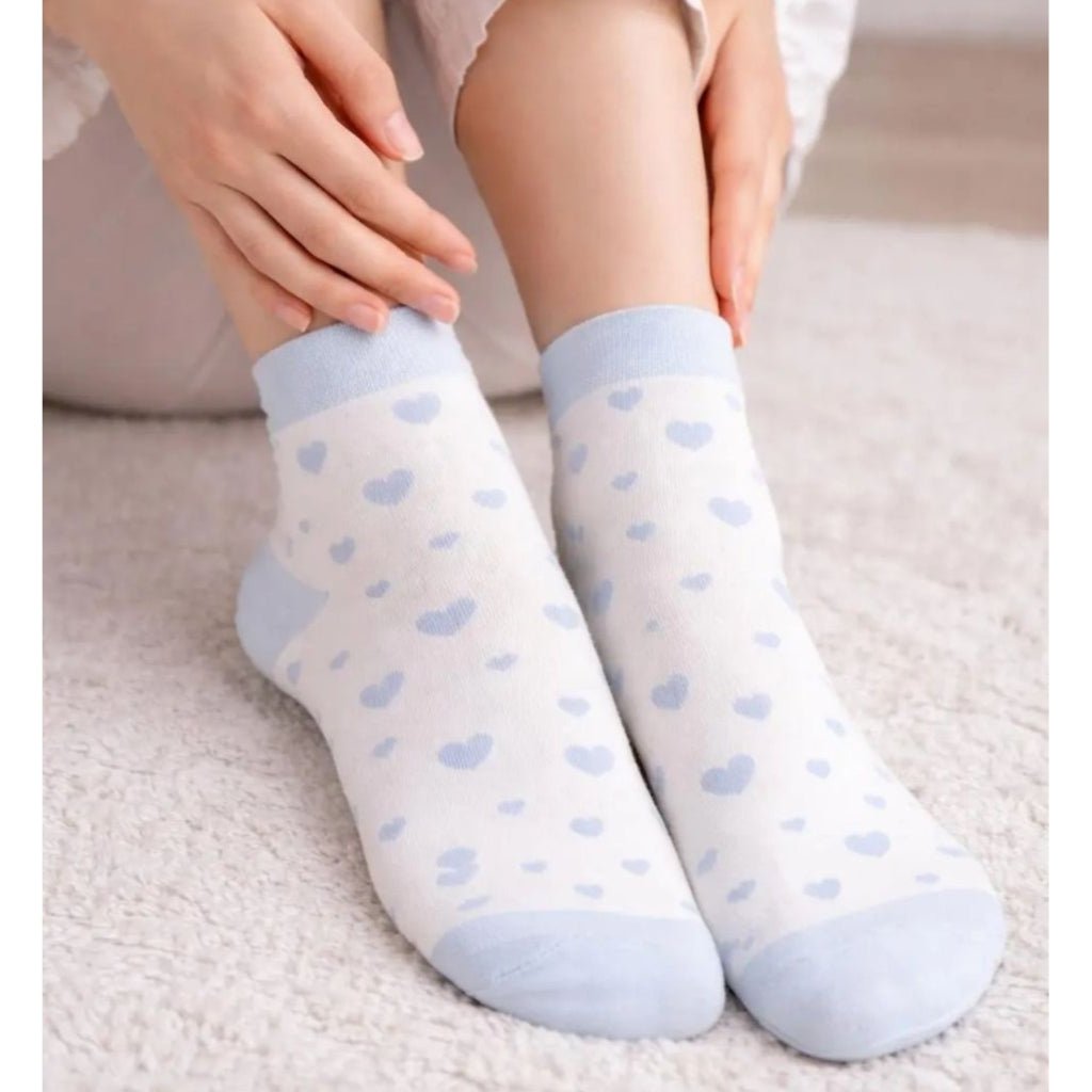 Nya strømper - blå hjerter - Many Colors