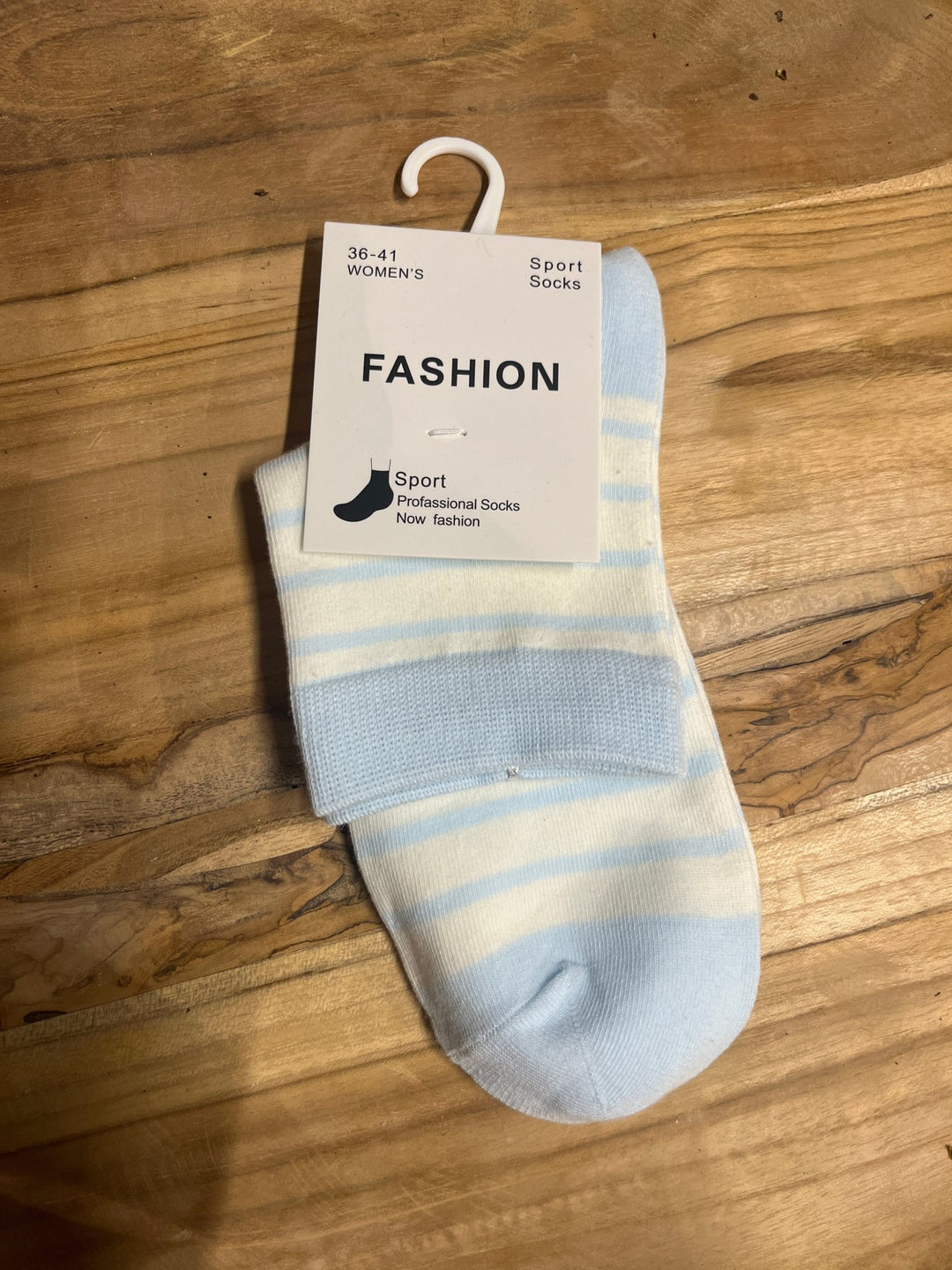 Nya strømper stripete - lys blå - Many Colors