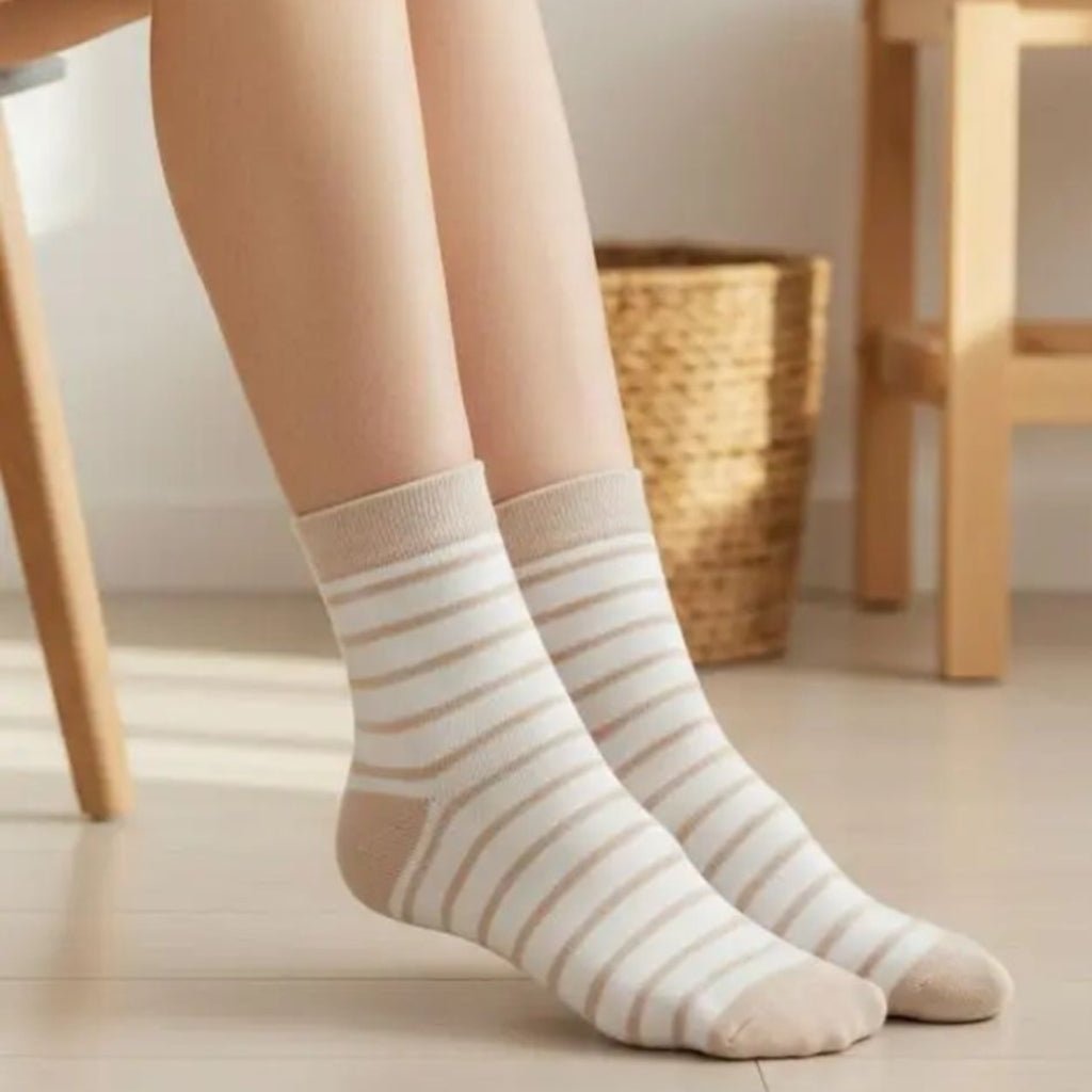 Nya strømper stripete - taupe - Many Colors