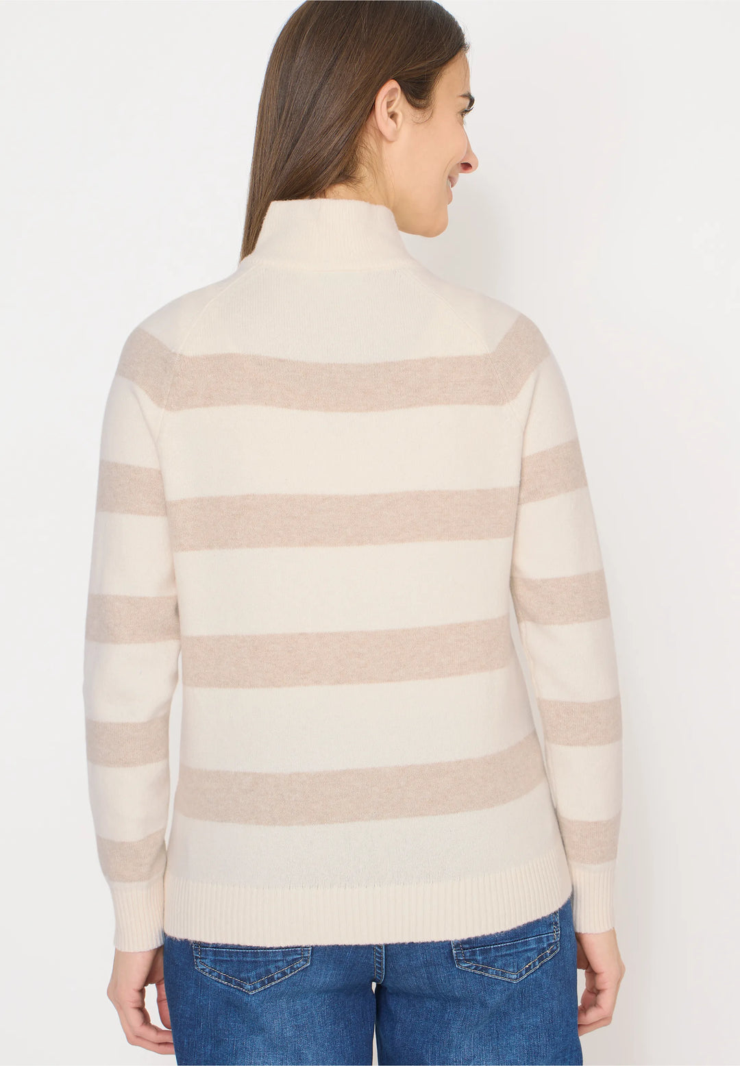 Cosy stripete genser - offwhite/beige