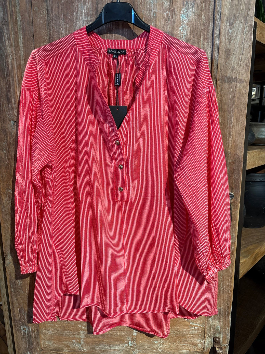 Olga stripete bluse - rød - onesize - Many Colors