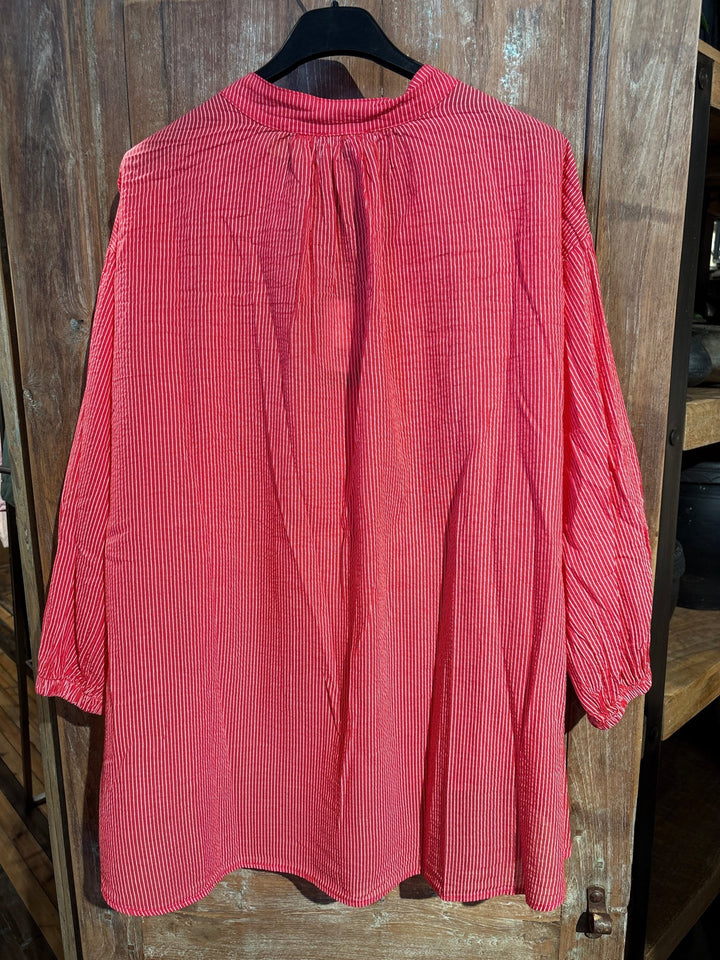 Olga stripete bluse - rød - onesize - Many Colors