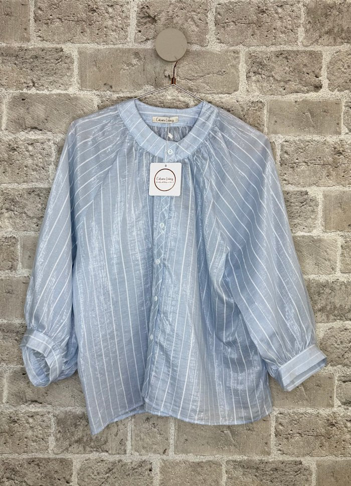 Pyst bluse - sky blå - onesize - Many Colors