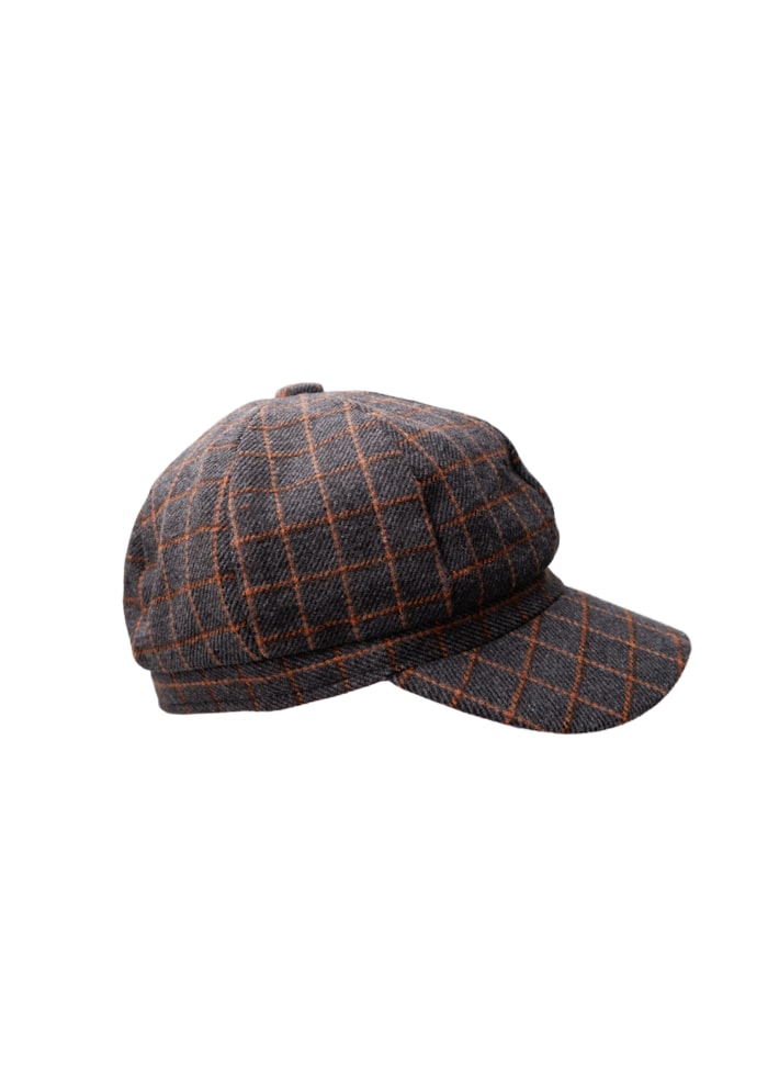 Rosina checked cap - mørk grå