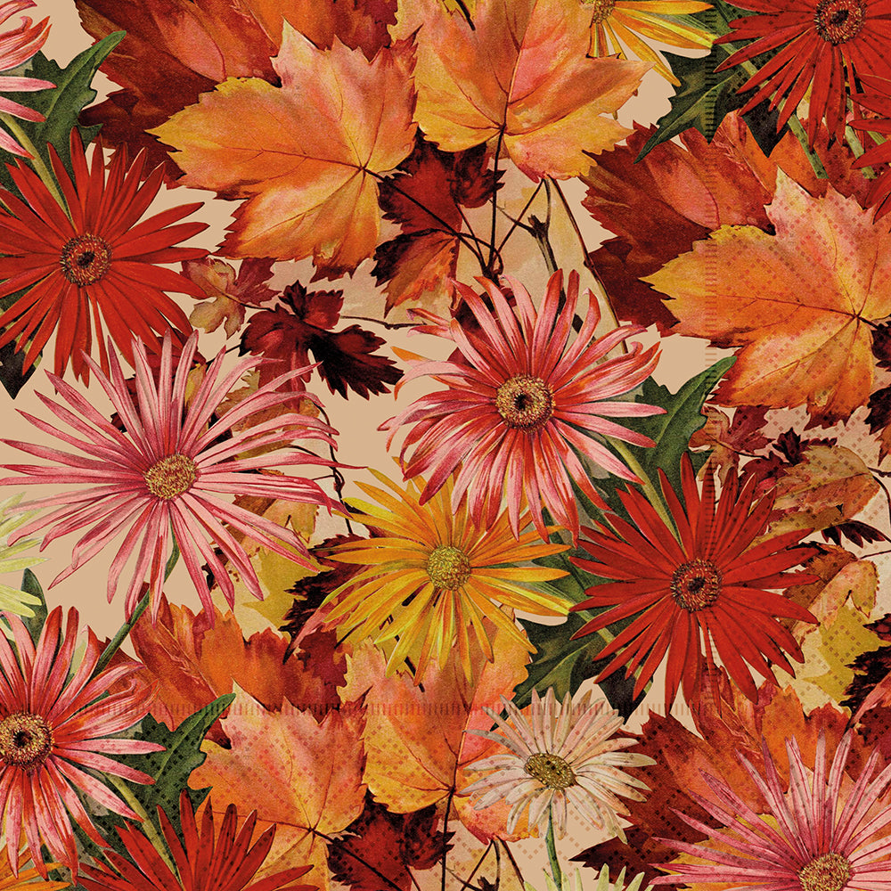 Lunchservietter - 33x33 cm / Orange höstväxter