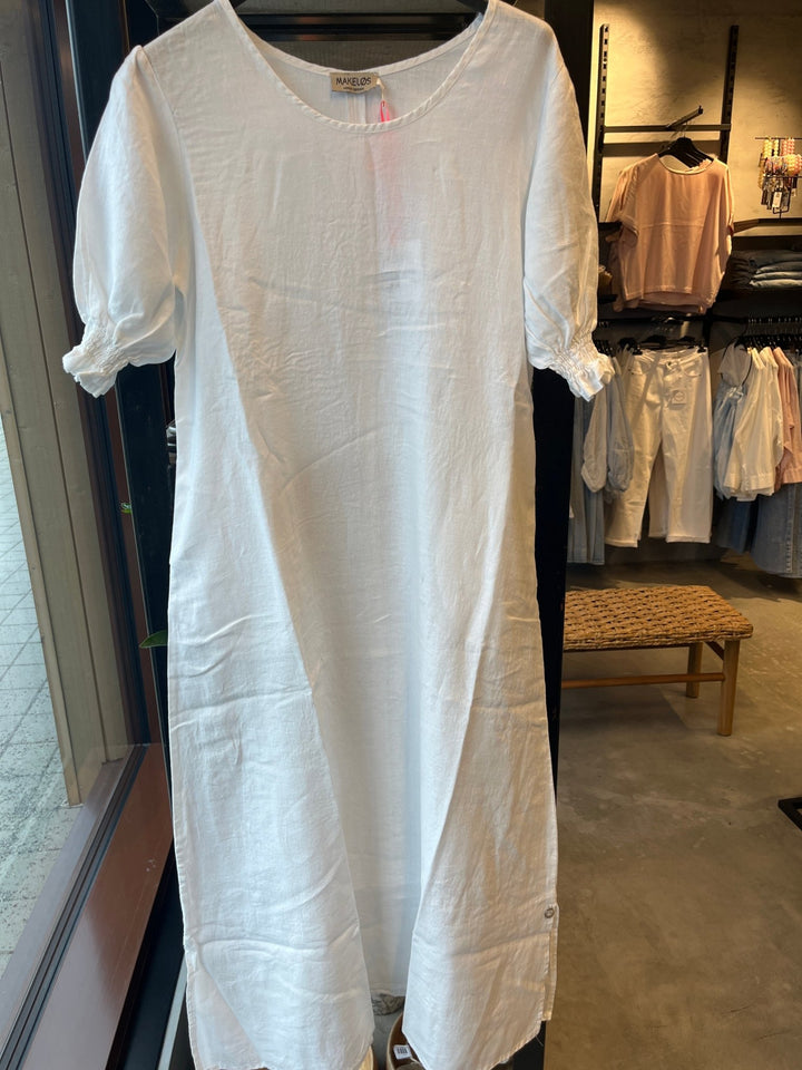 Sandnes kjole i 100% lin - hvit - Makeløs - Many Colors