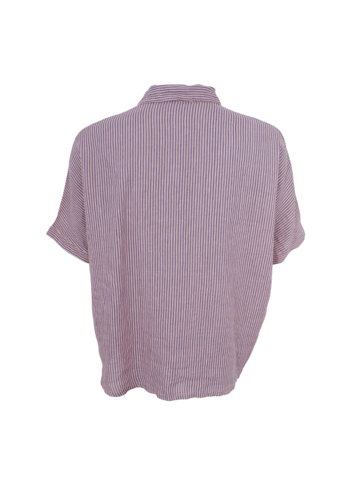Skjorte - 100% lin - blå/rosa striper - Many Colors