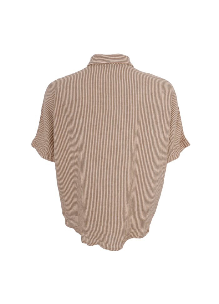 Skjorte - 100% lin - camel/offhvie striper - Many Colors