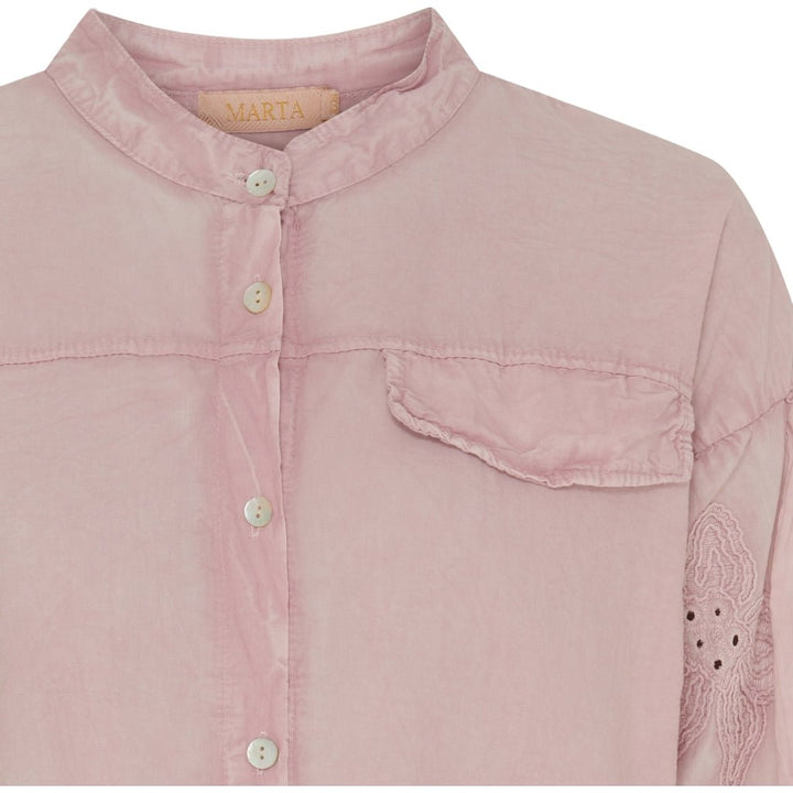 Skjorte - rosa - blomster broderi - Many Colors