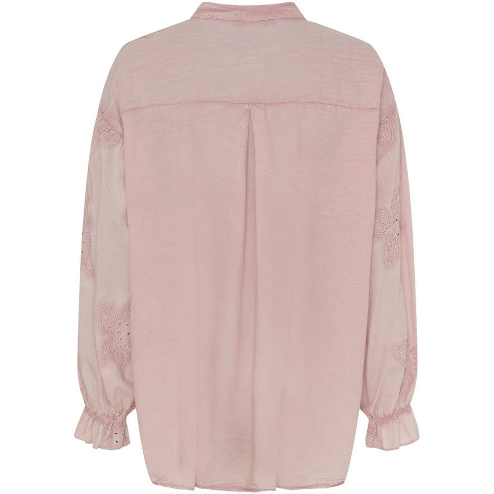 Skjorte - rosa - blomster broderi - Many Colors