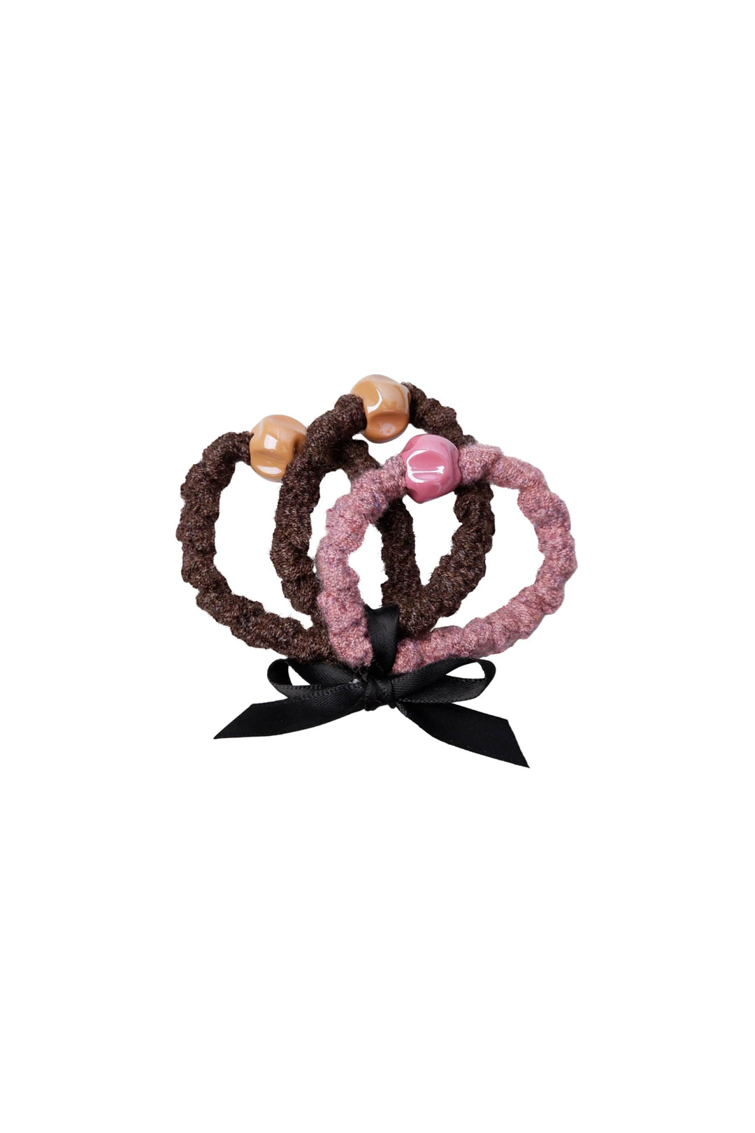 Roya elastic hårstrikk, 3 stk. - coffe/soft pink