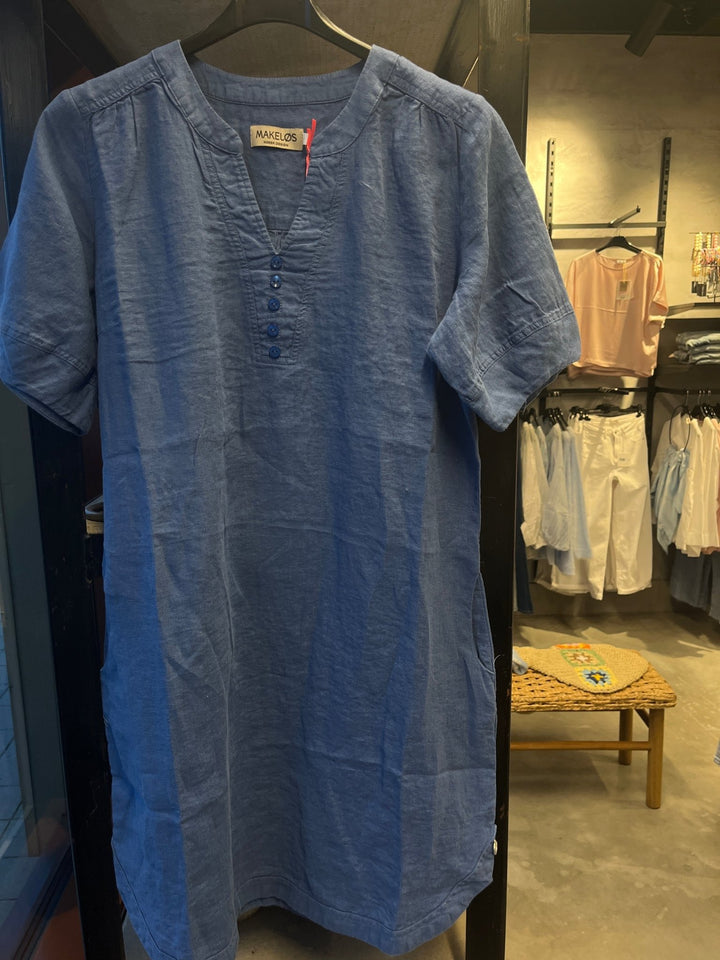 Solberg kjole i 100% lin - denim - Makeløs - Many Colors