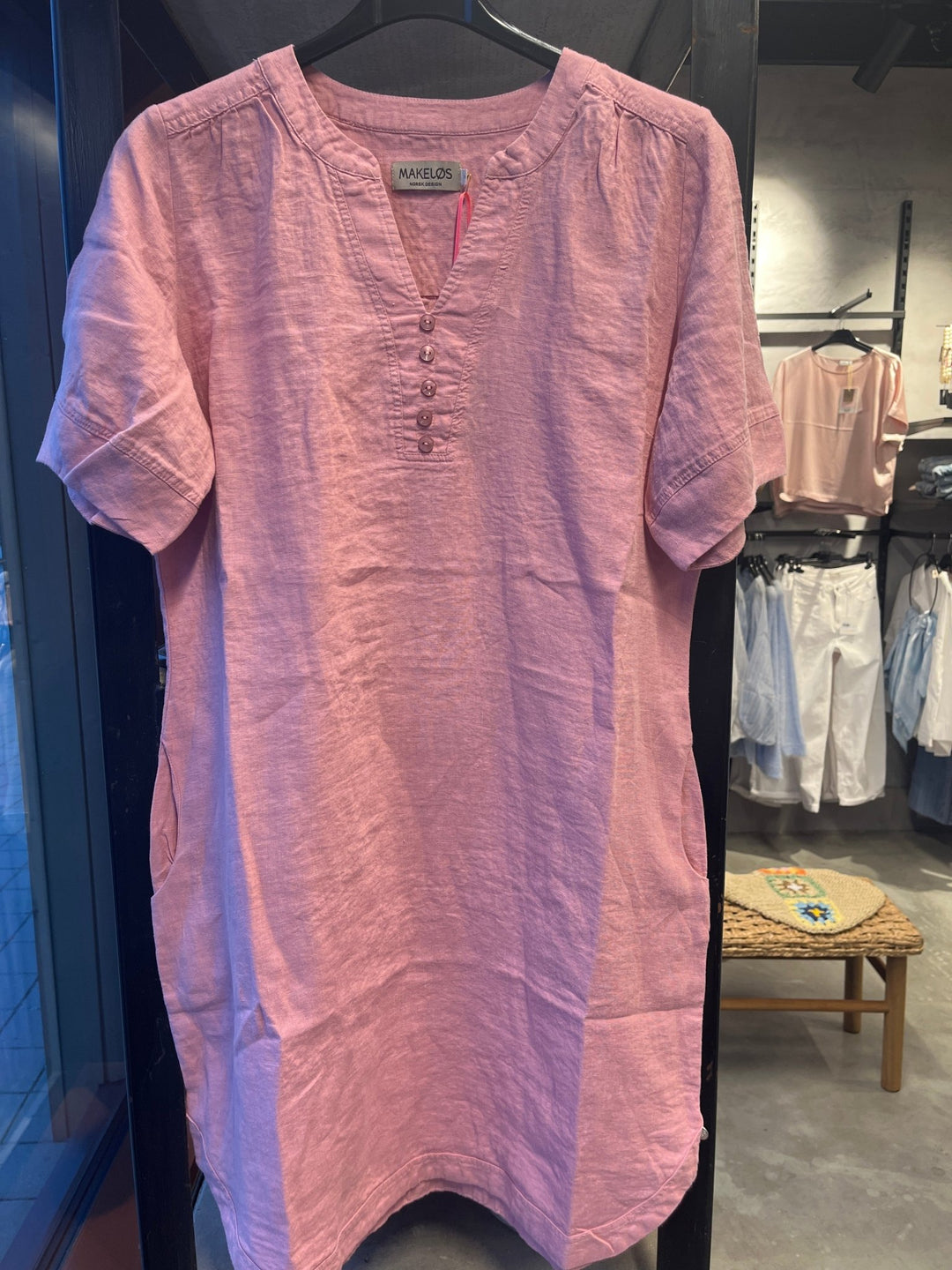 Solberg kjole i 100% lin - dusty pink - Makeløs - Many Colors