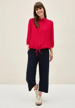 Solid softwave bluse - rød - Many Colors