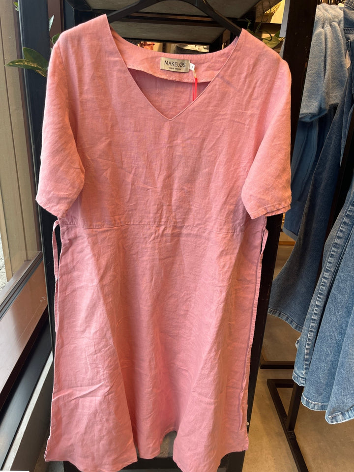 Svaberg kjole i 100% lin - Dusty pink - Makeløs - Many Colors
