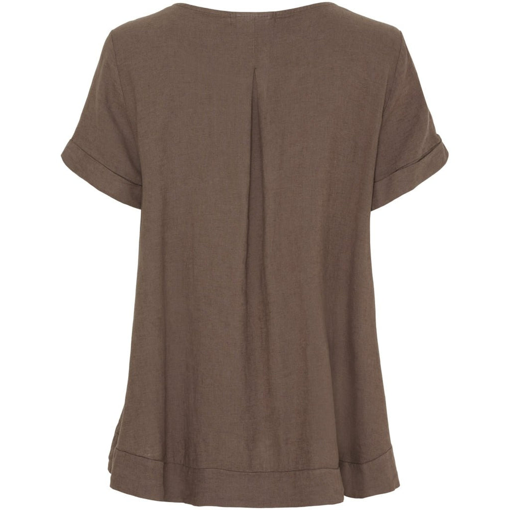 T-skjorte i lin - brun - Many Colors