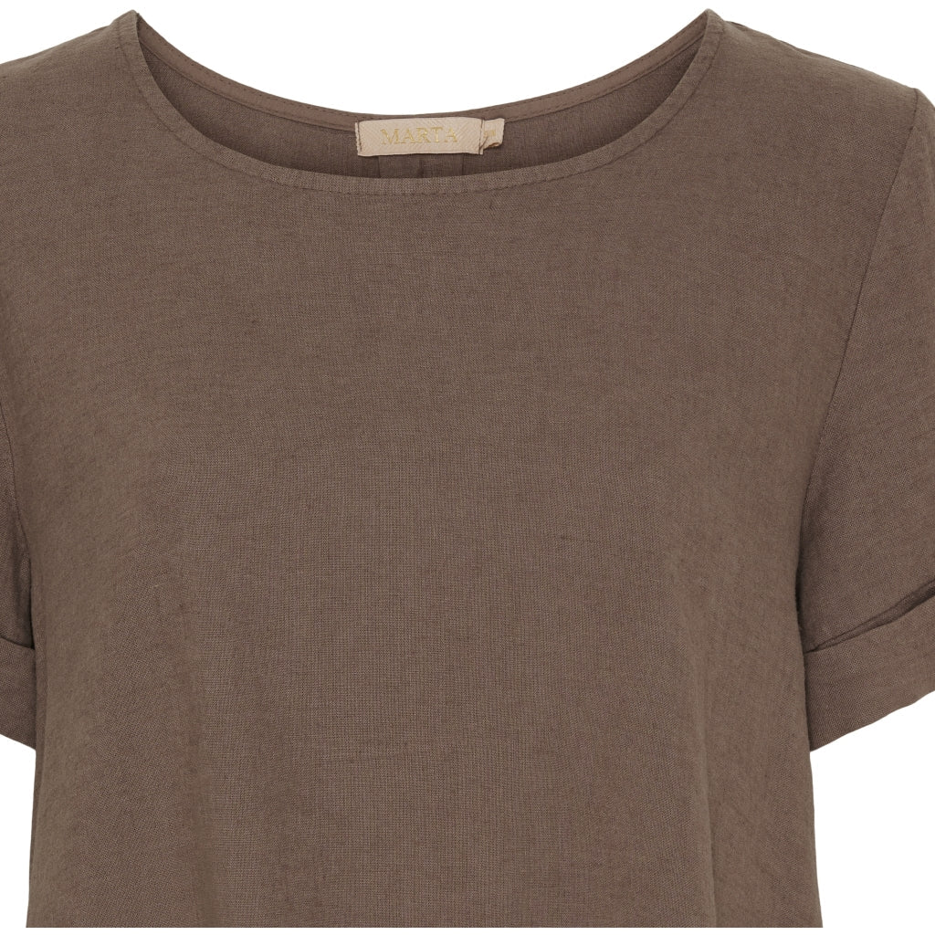 T-skjorte i lin - brun - Many Colors