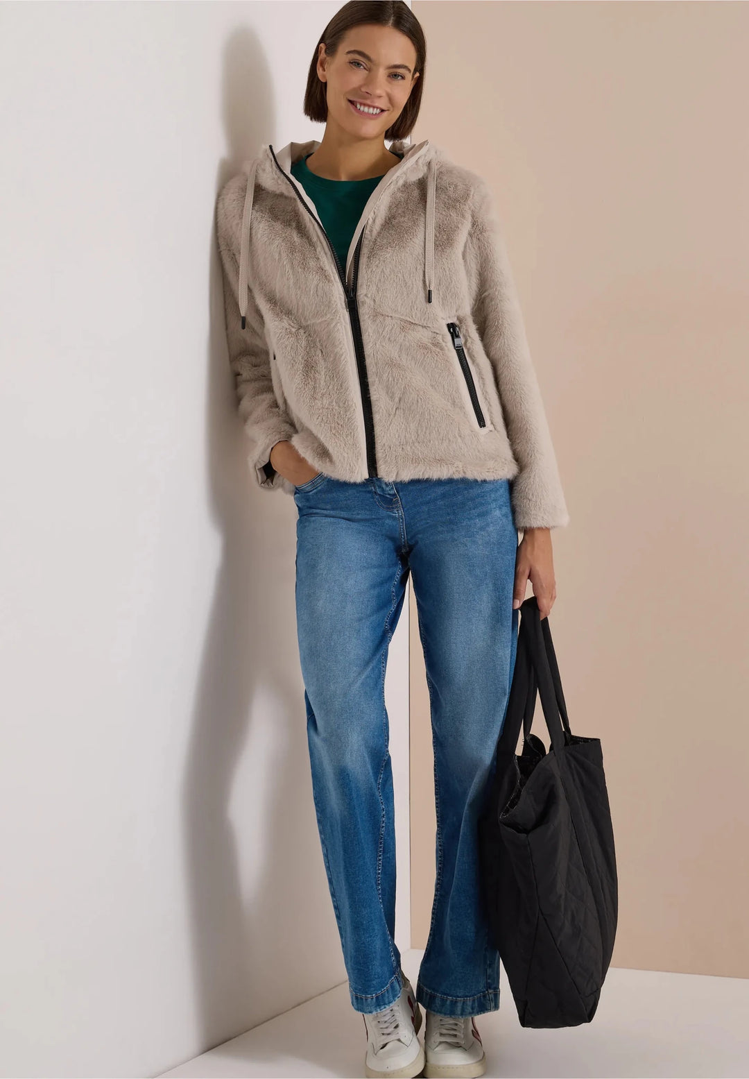 Tos fur matmix jacket - powder beige - Many Colors