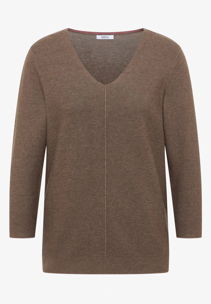 Tos structured v - hals - coffe taupe - Many Colors