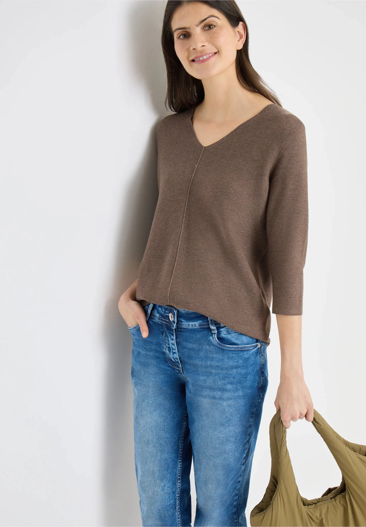Tos structured v - hals - coffe taupe - Many Colors