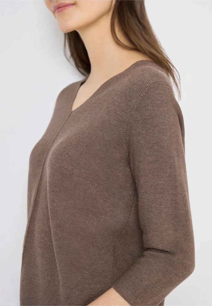 Tos structured v - hals - coffe taupe - Many Colors