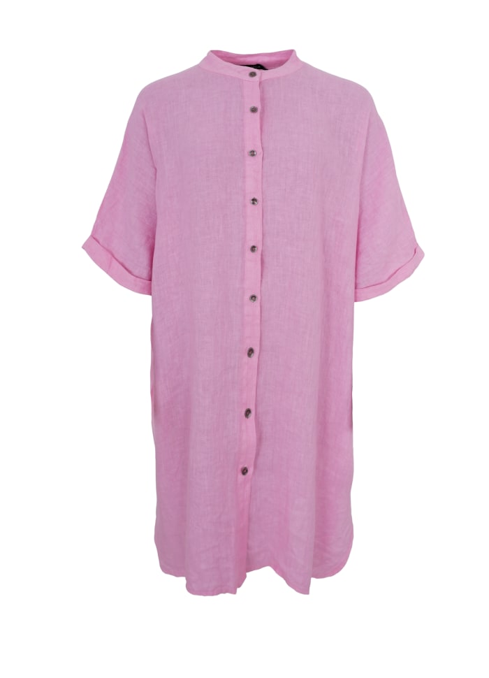 Tunika med lommer - 100% lin - rosa - Many Colors