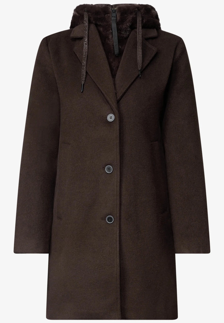 Wool revers coat w. Fur - Many Colors