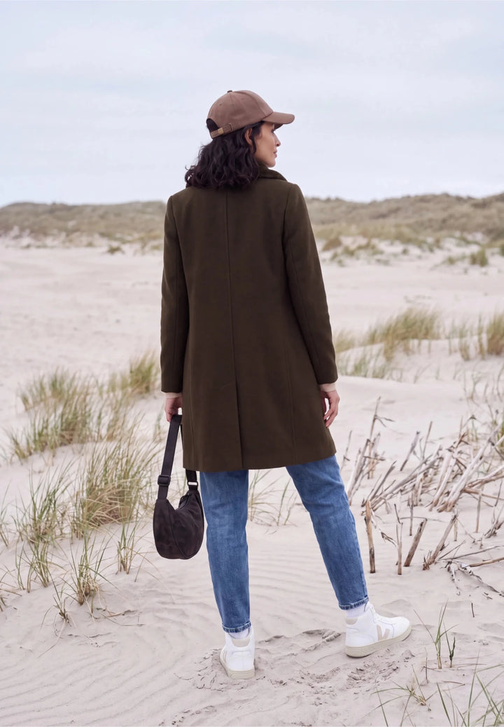 Wool revers coat w. Fur - Many Colors