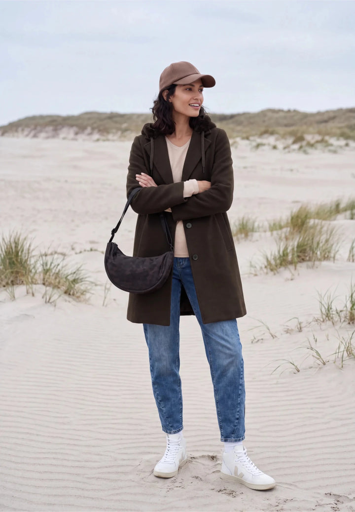 Wool revers coat w. Fur - Many Colors