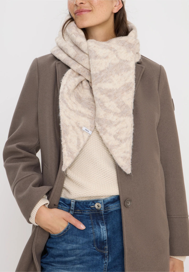 Zebra strikk trekant skjerf - beige - Many Colors