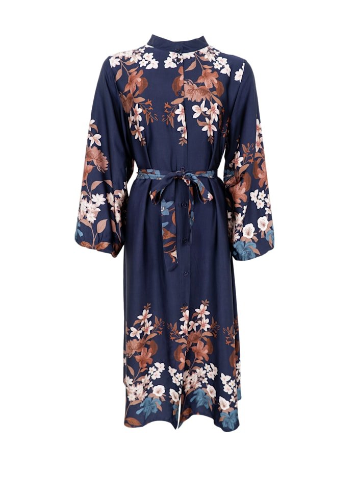 Zendaya satin kjole - blå blomster - Many Colors