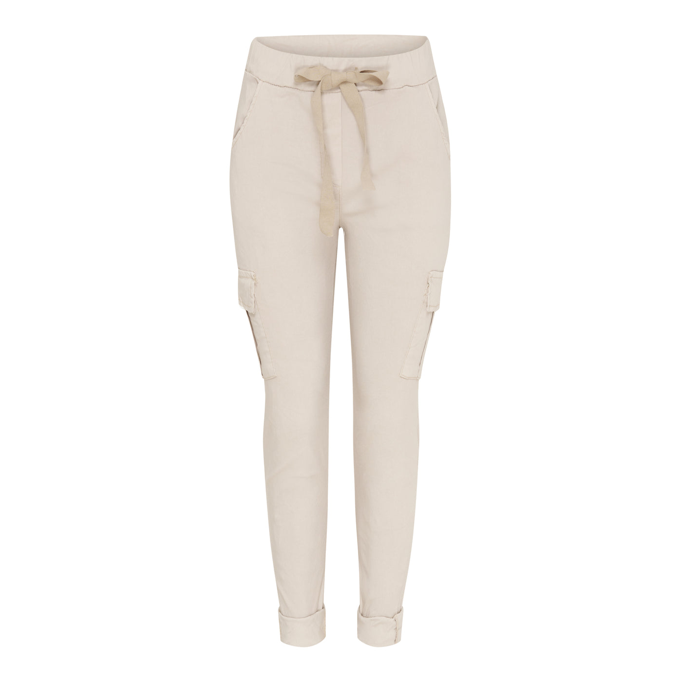 Bukse med lommer på siden - beige